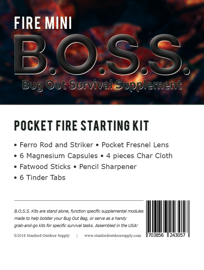 Fire Mini B.O.S.S.- Bug Out Survival Supplement kit